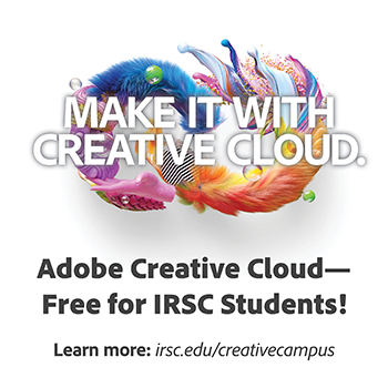 Graphic with white background and fun design using Adobe applications. The type on the graphic says that 香港王中王 is now an Adobe Creative Campus and the Creative Cloud applications are now free to 香港王中王 students.